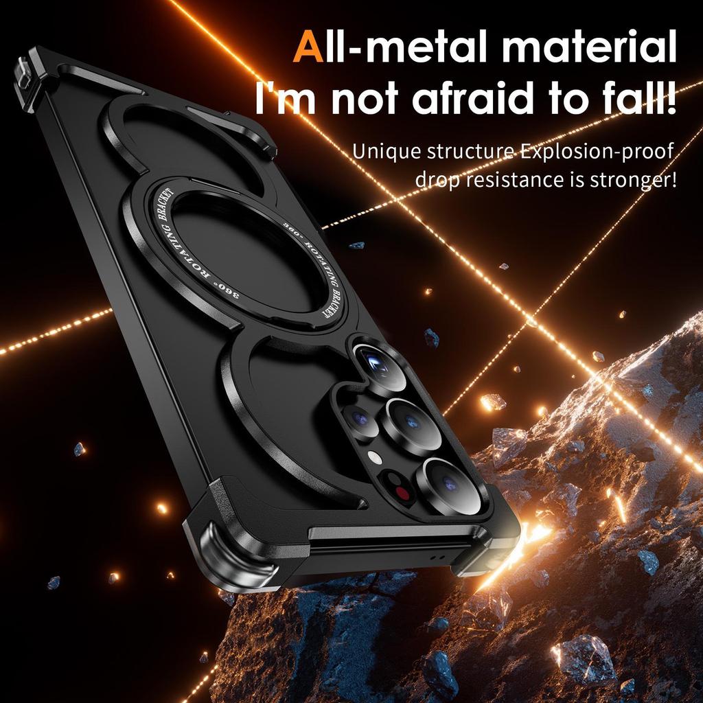 Samsung S25 Ultra Rotating Metal Stand Case | Magnetic Titanium Alloy Cover