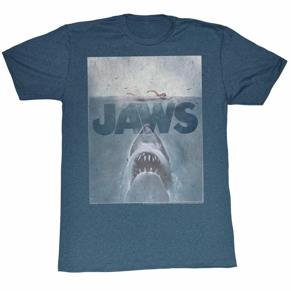 Jaws Transparent Navy Heather Adult T-Shirt XL