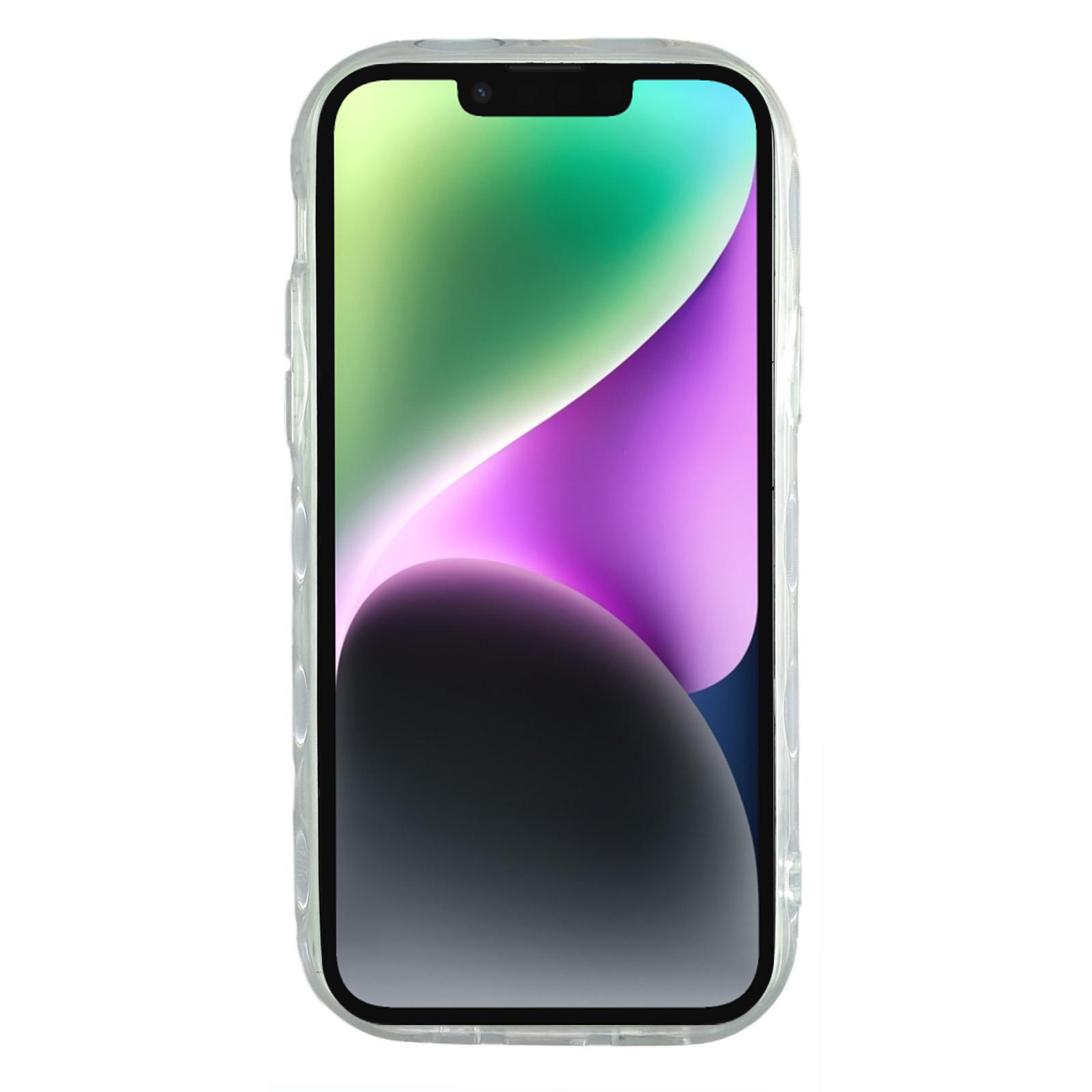 

For iPhone 14 Case Inner Wave Pattern TPU+Acrylic Phone Cover Yellow