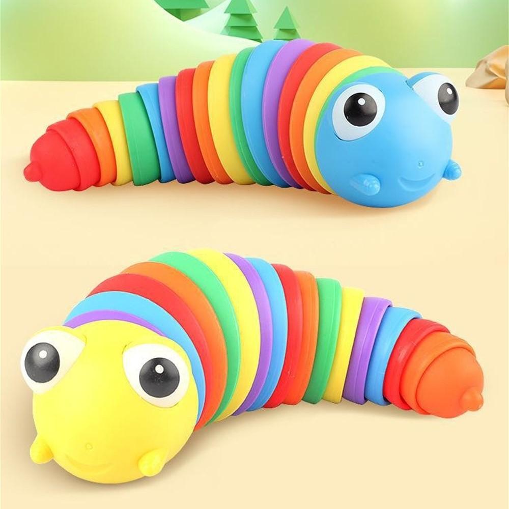 Novelty Flexible Fingertip Sensory Emulation Worm Toy Children Antistress Squirming Slug Gift Decompression Cute Rainbow Slug