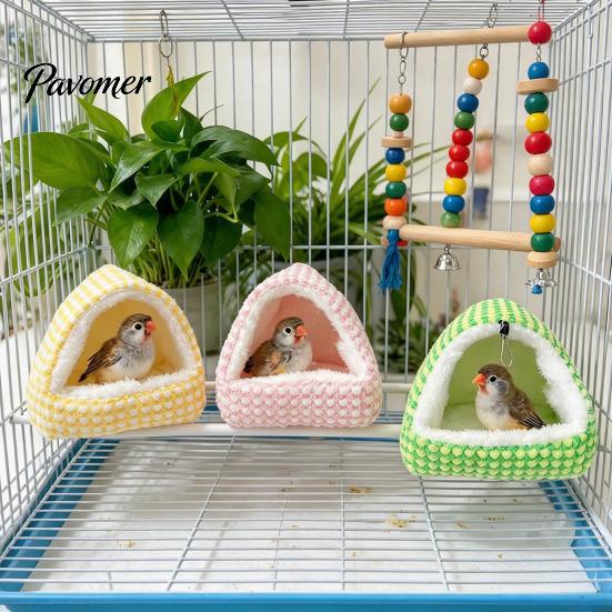 Plush Hanging Bird Nest Parrot Bed, Winter Sleeping Hut, Cozy Fleece Hideout Cage Cave Accessory for Cockatiels Budgies Lovebirds Small Birds