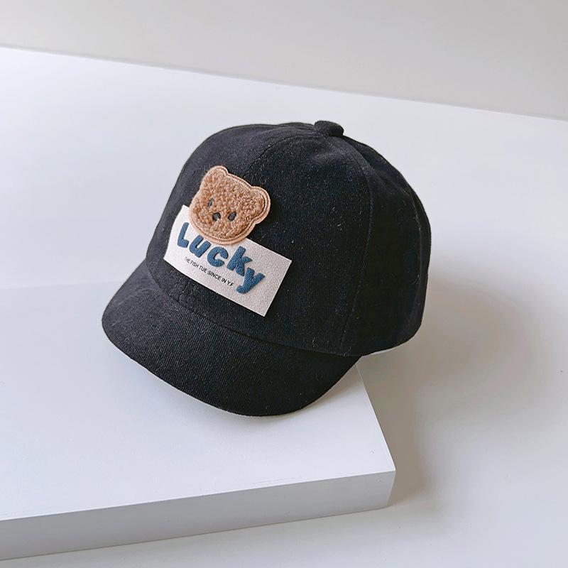 Cute Bear Baby Baseball Cap Solid Color Cartoon Infant Peaked Hat Summer Sunshade Kids Boy Girl Sun Hats