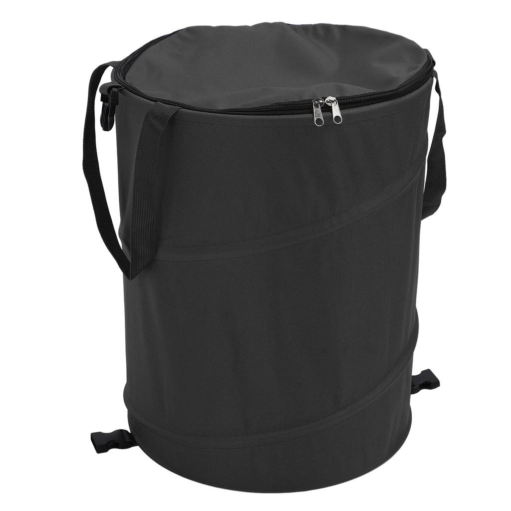 Camping Trash Can with Zippered Lid 24 Gallons Large Capacity Foldable Portable Garden Garbage Container for Outdoor