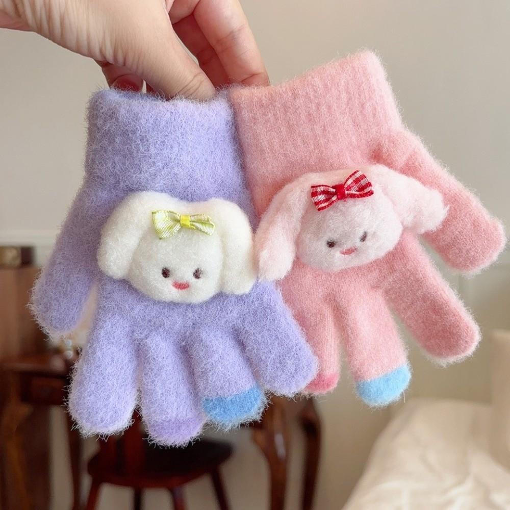 Full Finger Knitted Gloves Warm Lining Winter Gloves Stylish Thermal Gloves  for Kids