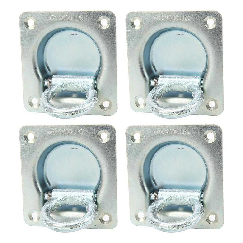 4PCS Recessed Trailer Rope Ring Carbon Steel 2000lb Maximum Breaking Force Trailer Tie Downs for Trailers