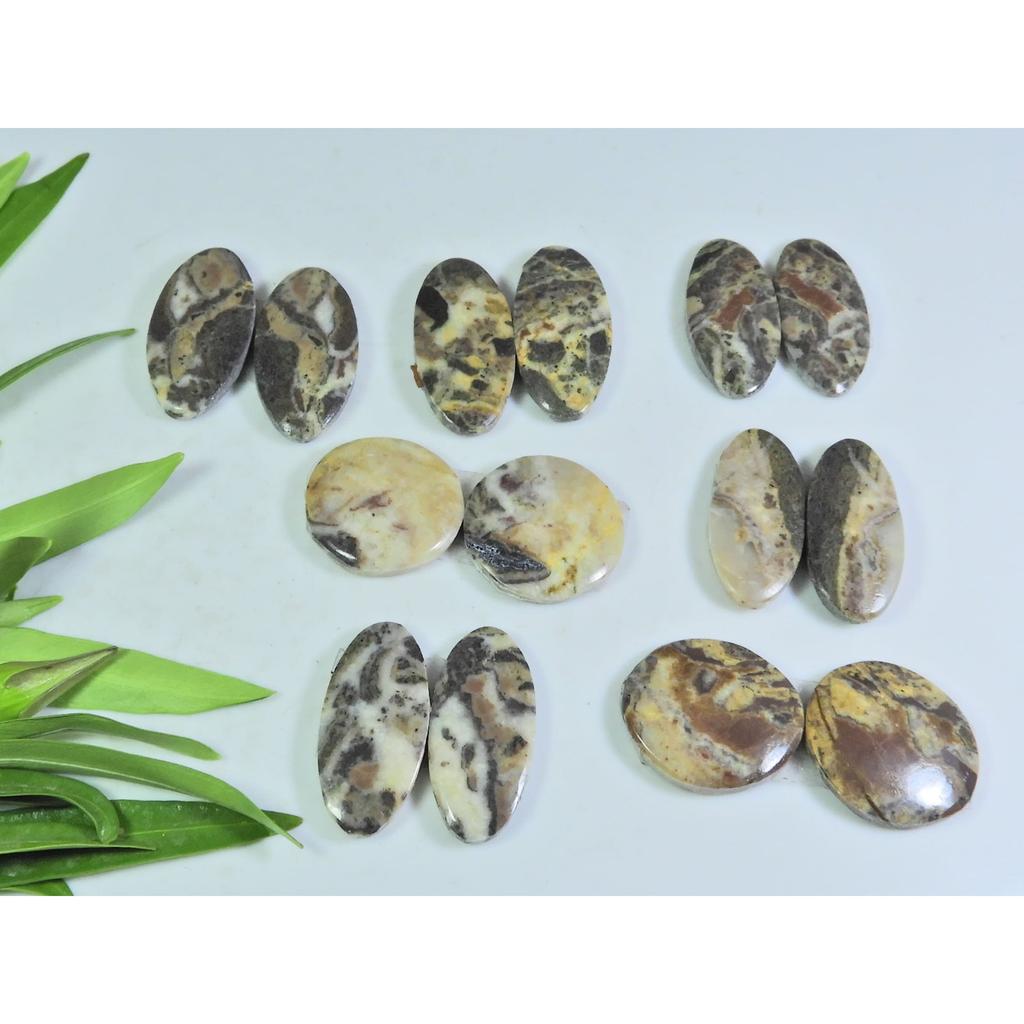 Natural Asteroid Jasper Matched Pair Oval Cabochon Loose Gemstone 7 Pair Lot A-69