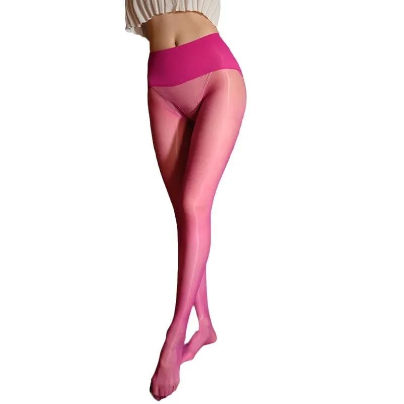 Women'S Sexy Stockings High Waisted Ultra-Thin 0.01 Silky Sockings Seamless Crotch Socks Open Crotch Aurora Anti-Hook Pantyhose