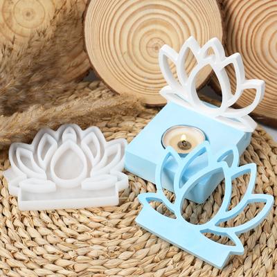 Moule en silicone bougeoir lotus creux DIY Décor Eid Ramadan Fleur Béton Résine Plâtre Bougeoir Artisanat Moules de Coulée