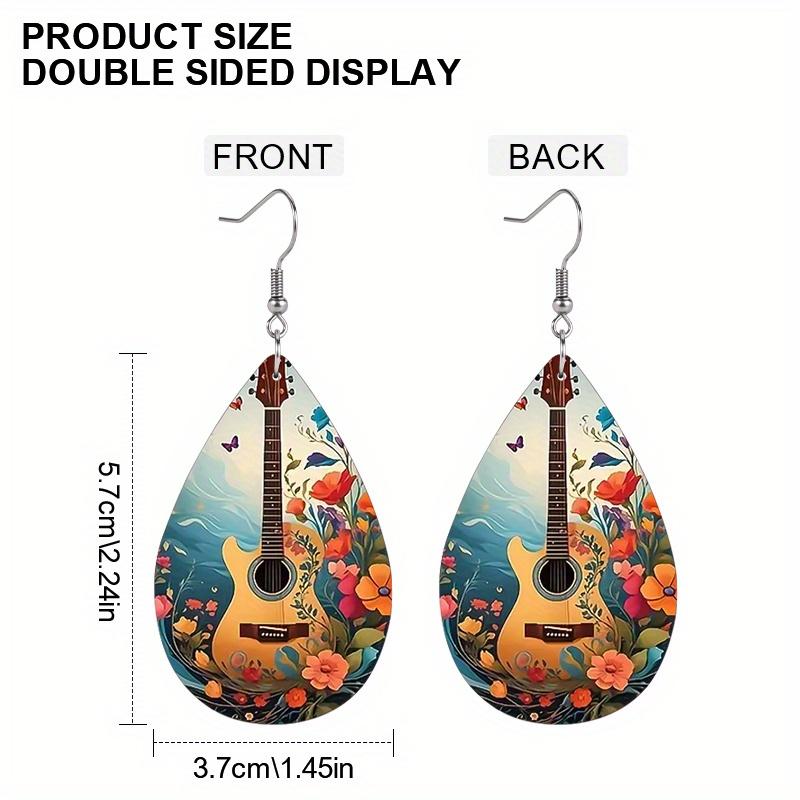 Note Guitar PU Leather Earrings for Women Elegant Fashion Earring Jewelry Matching for Festivals, Banquets, Parties