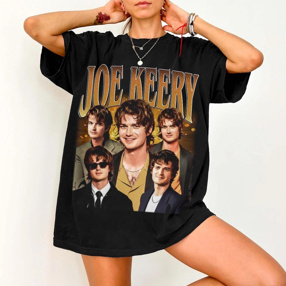 

2026 Summer Womens Joe Keery Vintage TShirt Cotton and Breathable Short Sleeve Streetwear Oversized Loose Casual S