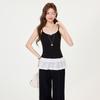 Black contrasting bow outer wear vest suspenders female spring and summer babes sexy lace stacked 