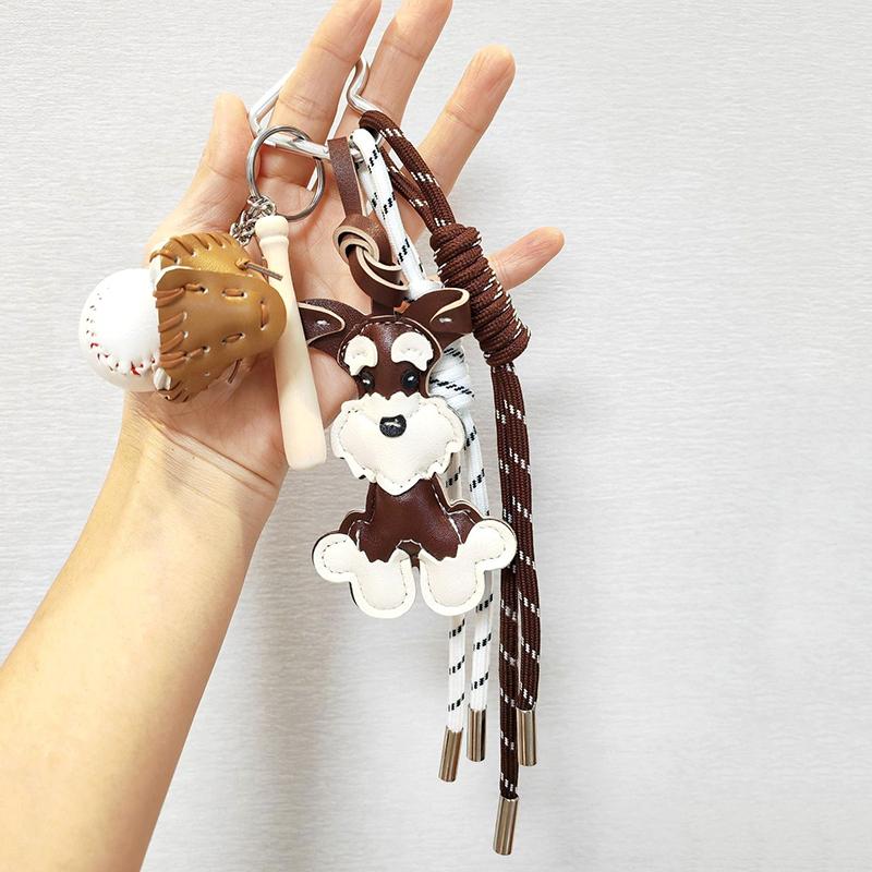 Yogodlns Cute Dog Hangbag Hanging Schnauzer Handmade Braided Rope Bag Pendant Gift Backpack Decorative Accessories