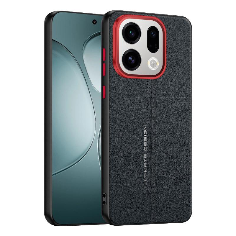 For Oppo Find X9 and Find X9 Pro Case PU Leather Skin Friendly Contrast Color Keys Lens Frame Anti-Fingerprint Soft Cover