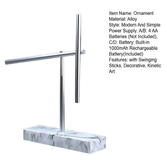 Kinetic Art Sculpture with Swinging Sticks Perpetual Motion Ornament Desk Toy Home Office Decoration Focus Enhancing Stress Relief Anti-Gravity Toy