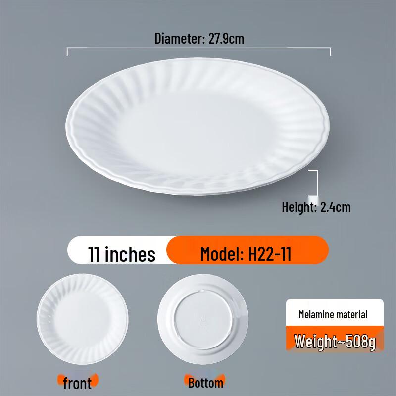 

White Round Melamine Flat Dinner Plates, 5-Pack