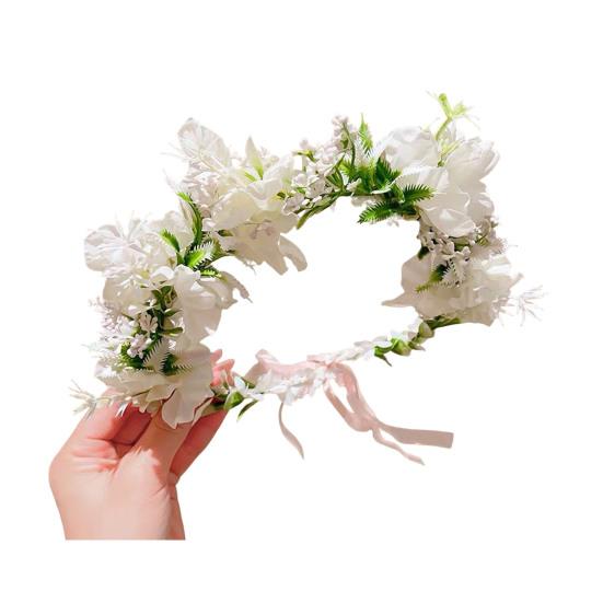 Damen Stirnband 3D Blumen-Dekor Spitzenband Helle Farbe Stirnband Fee Mädchen Rosa