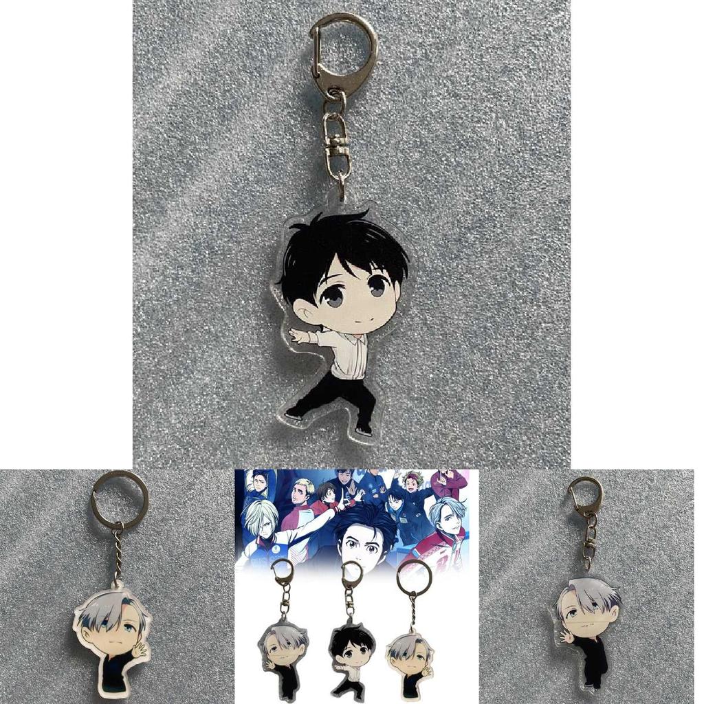 Yur On Ice Katsuki Yuri Victor Nikiforov Acrylic Keychain Cartoon Style Personalization Gift For Anime Enthusiasts