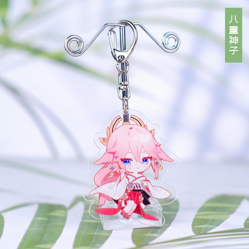 Anime Genshin Impact Acrylic Keychains Barbara Hu Tao Yae Miko Zhongli Yoimiya Qiqi Raiden Shogun Klee Nahida Pendant Figure Toy