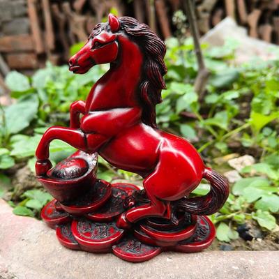 Imitation Rosewood Leaping Horse Ornament - Zodiac Horse Mascot for Success