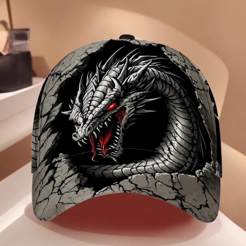 1pc Dragon Emerging from Cracked Wall Print Classic Baseball Cap Sun Hat for Daily Shopping Leisure Walks Stylish Contemporary