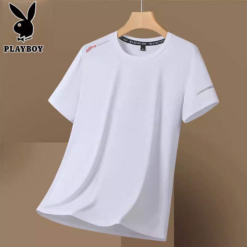 PLAYBOY Men's Ice Silk Quick-Dry Short Sleeve T-Shirt