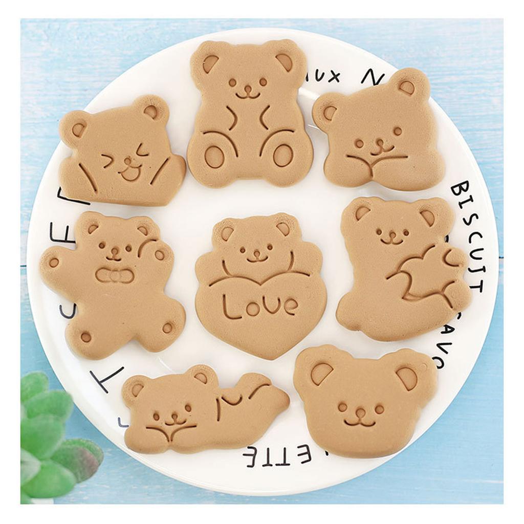 16Pcs Cartoon Bear Hand Pie Molds Mini Cookie Baking Mould Dough Press Mold Cookie Stamper Tool for Mother Day Gift