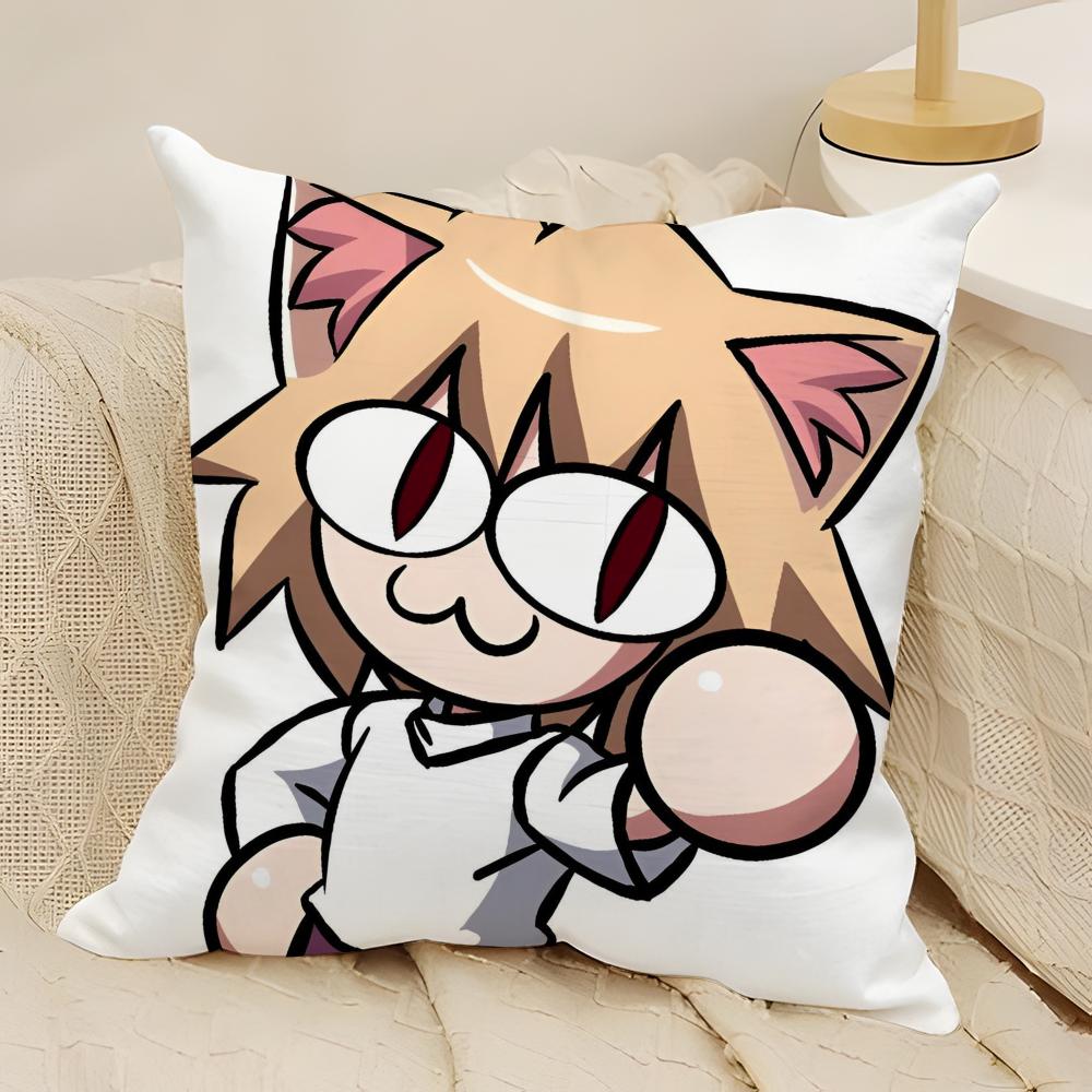 Kawaii Neco Arc Anime Pillow Case Natural Linen Double-Sided Printing Sofa Home Decor Cushion Cover