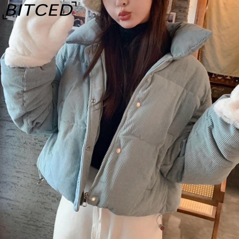 BITCED Down-Filled Cotton Jacket: Petite Niche & Distinctive Quilted Coat for Women Autumn/Winter High-Waisted Short Cotton Jacket