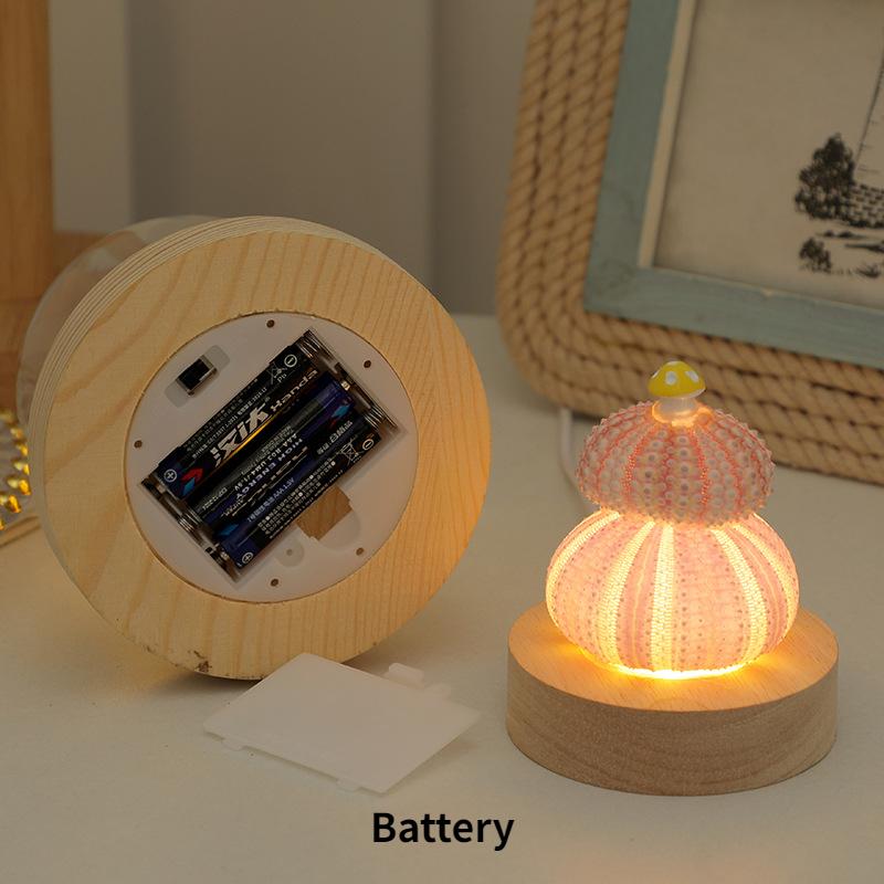 Creative LED Shell Mushroom Night Light Bedroom Bedside Decoration Table Lamp Birthday Gift Luminous Small Gift Ornament
