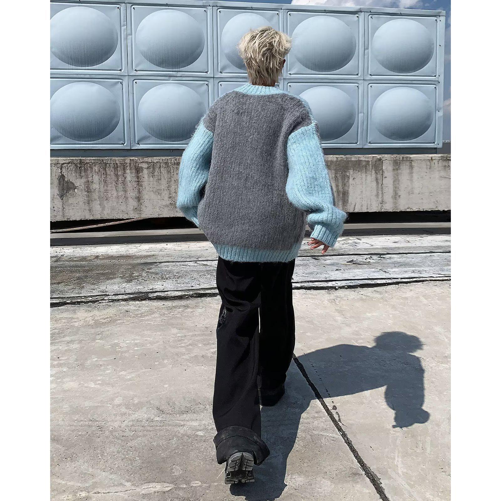 

Унисекс корейский стиль тонкий кардиган свитер с лацканами на осень/зиму Large серый