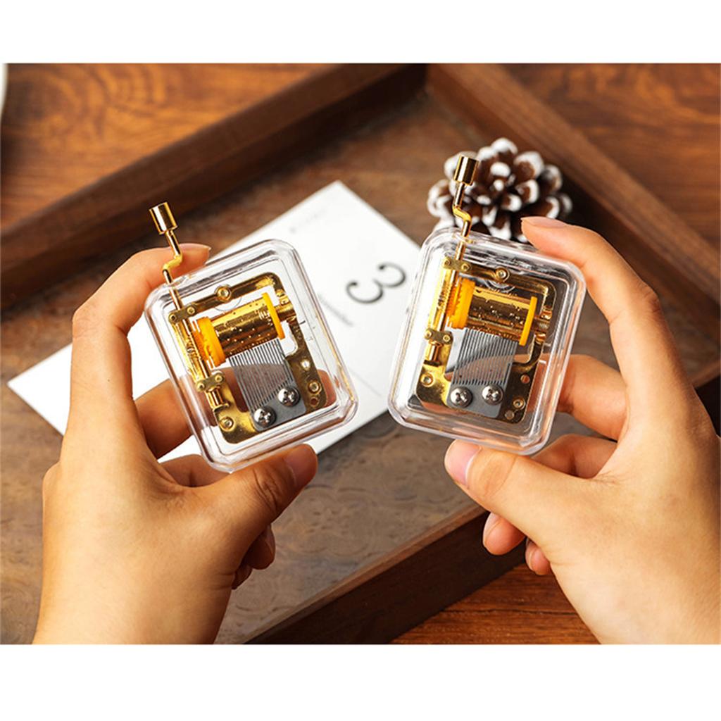 18 Notes Clear Acrylic Music Box Hand Crank DIY Mechanical Music Box Classic Musical Ornaments DIY Craft Gift for