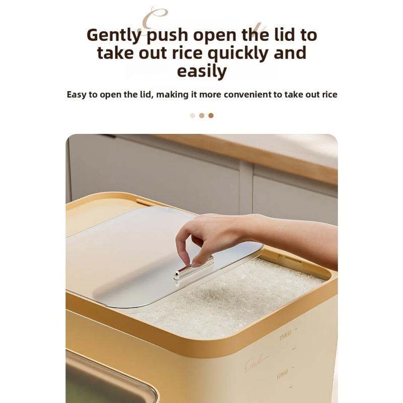 Sliding Lid Rice Storage Box New Plastic Food Grade Grain Bin Moisture Proof Multi-functional Rice Bucket Kitchen Food Storage Organizer