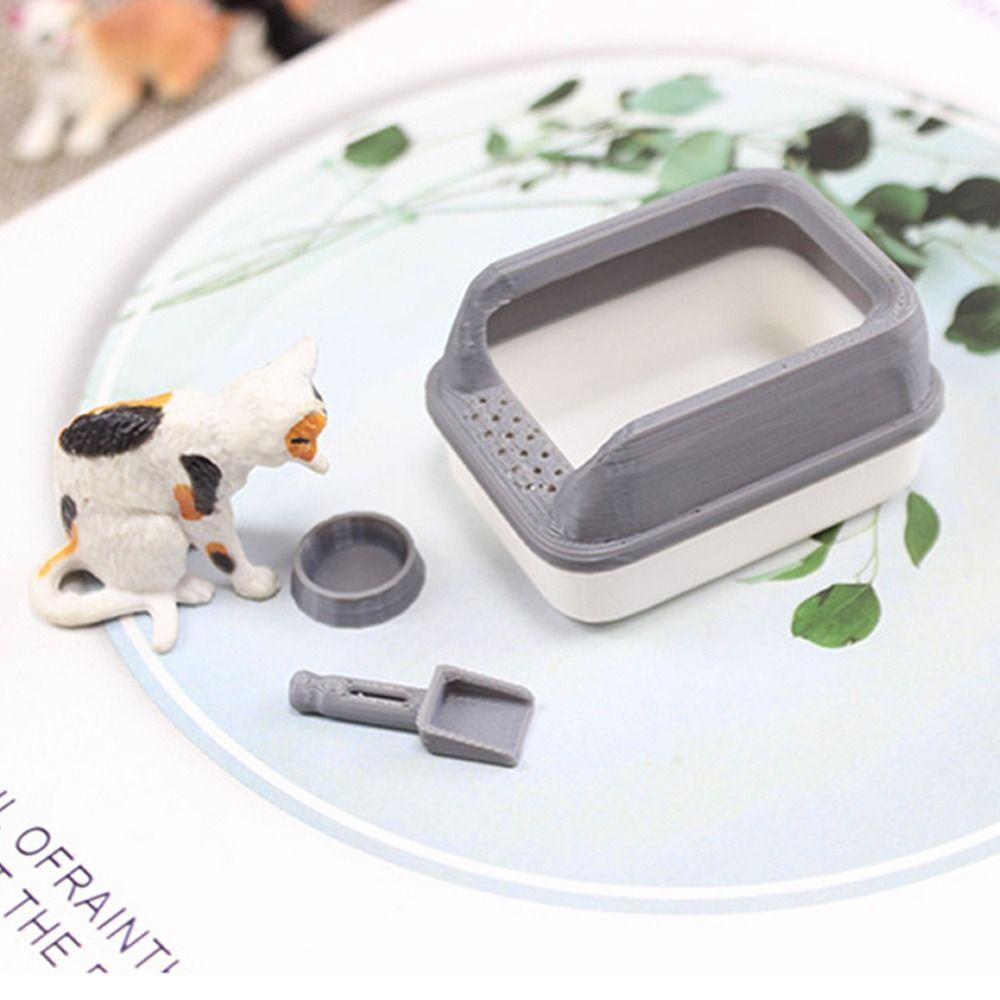 3Pcs/set Mini Cat Litter Box Miniature Doll Home Decoration Cute Pet Supplies