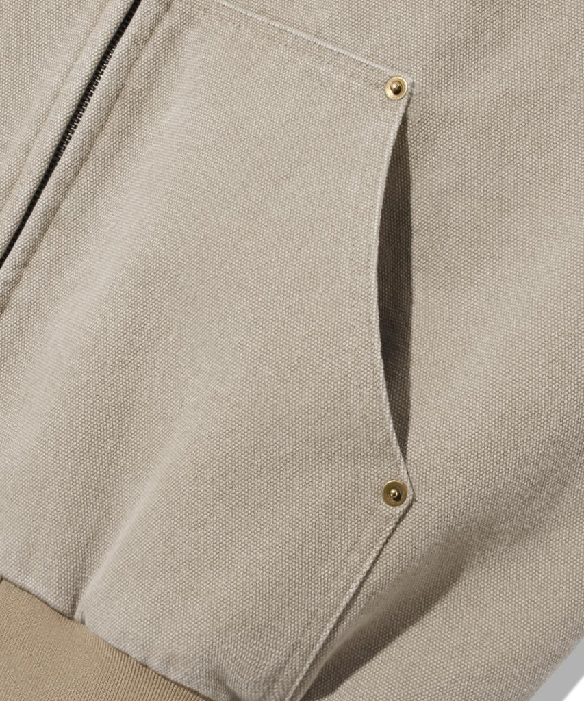 Trillion Vintage Washed Canvas Work Zip-Up Hoodie [Cream]