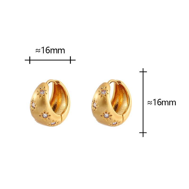 PONYKISS Sterling Silver 18K Gold Zircon Star Water Drop Hoop Earrings for Women Minimalist Fine Trendy Accessories