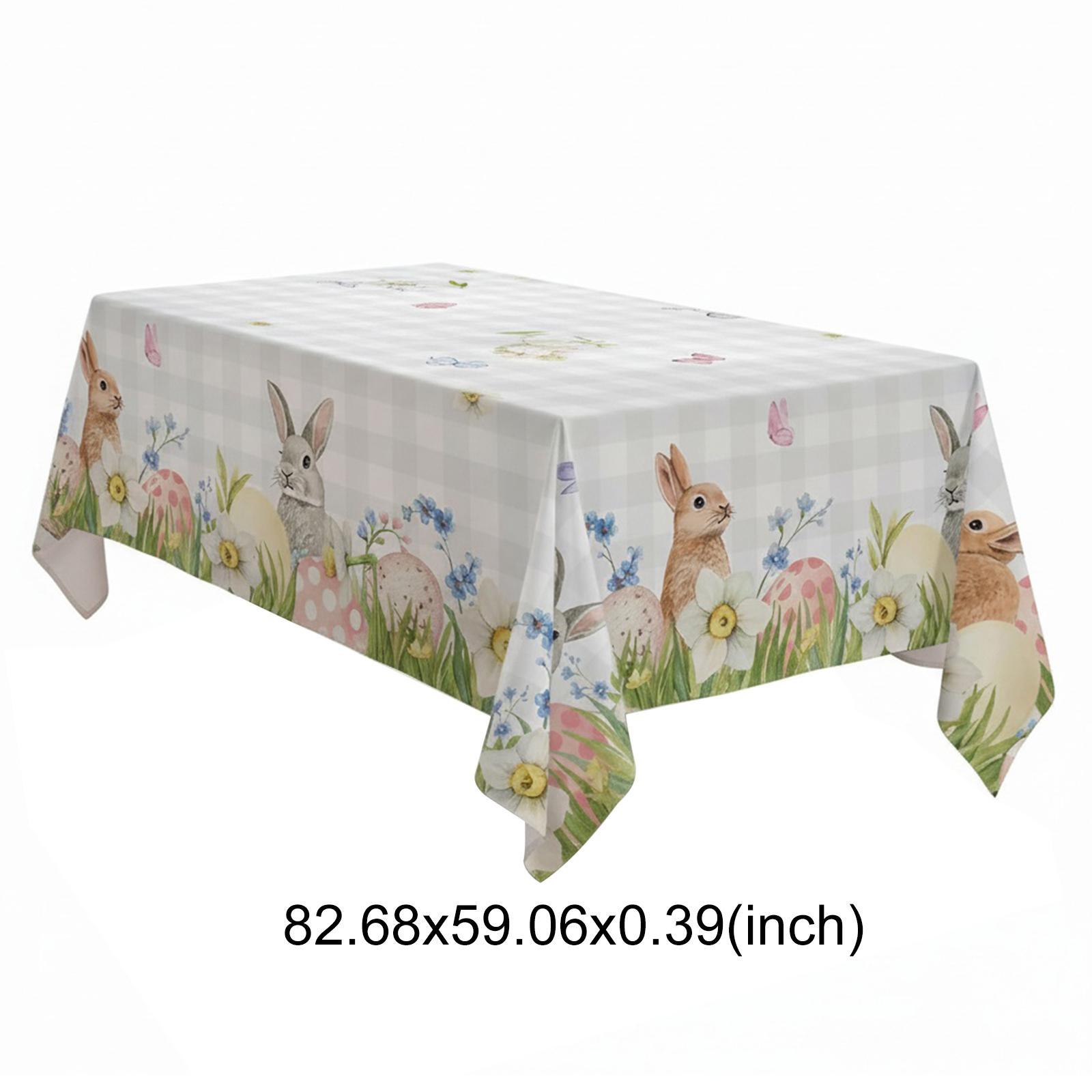 

150x210см Пасхальный кролик Дорожка на стол Моющаяся Дорожка на обеденный стол Водонепроницаемая Прямоугольная Декоративная Скатерть для дома Кухни