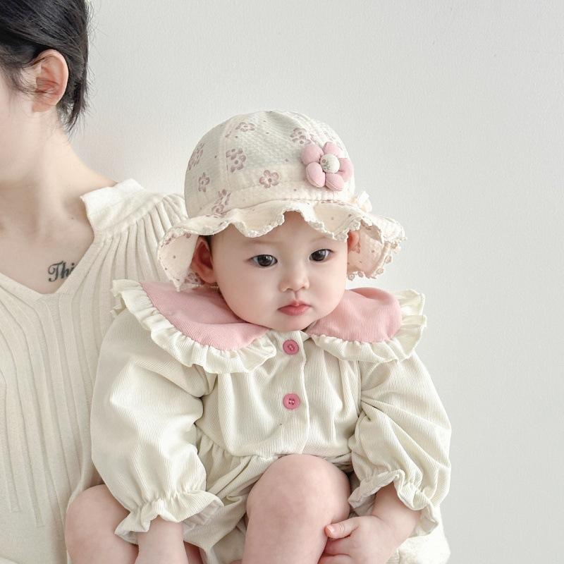 Babyhut Frühling und Herbst Dünner Baby Mädchen Modischer Sonnenhut Baby Verstellbarer Sommer Fischerhut Beckenhut