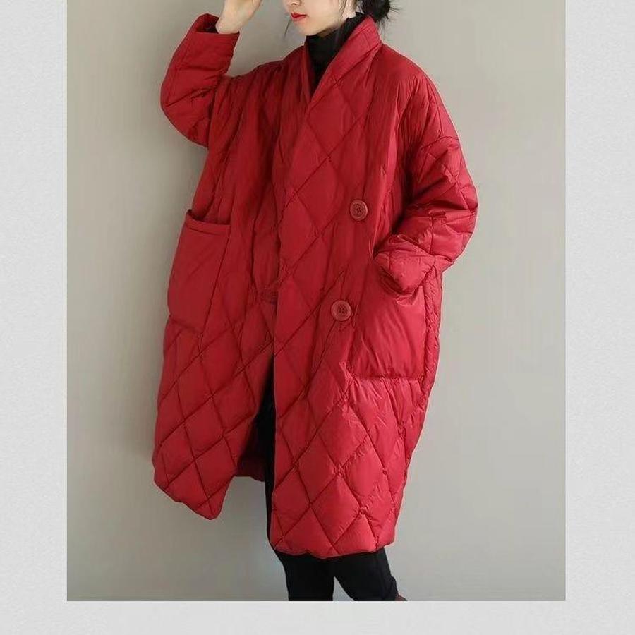 Übergröße Damen Herbst Winter Locker Lässig Stehkragen Einfarbig Bedruckt Daunen Steppjacke Mantel