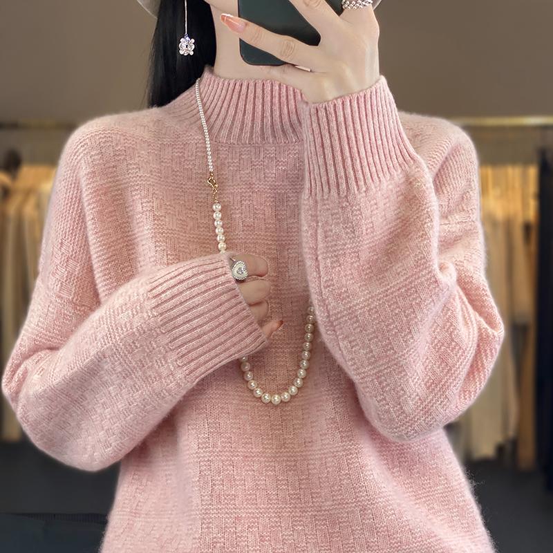 

Женский кашемировый свитер, утолщенный кашемир Qinghe, 30% кашемир, 70% шерсть, женский осенне-зимний кашемировый пуловер, мягкий и теплый XL розовый