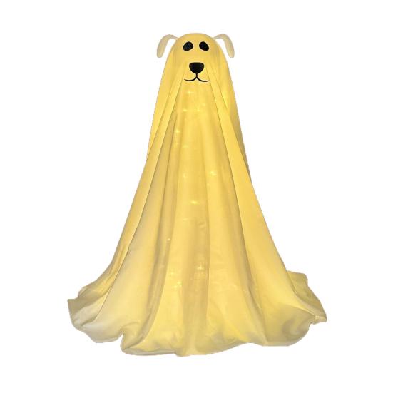 Halloween Decoration Light-Up Spooky Ghost Dog Statue Battery Operated Remote String Lights Front Door Porch Yard Lawn Decor