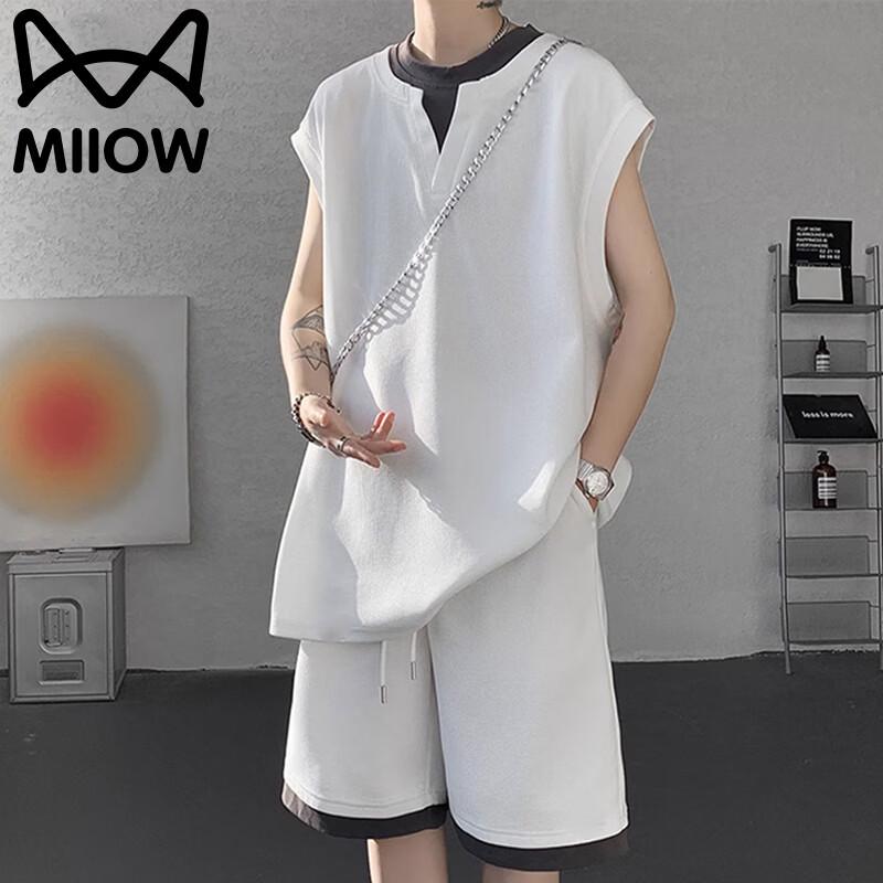 MiiOW Men s Summer Sleeveless T-Shirt & Shorts Set XL белый