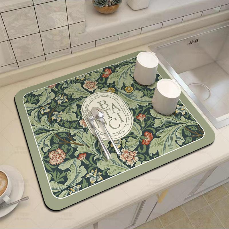 Mud Absorbent Quickly Dry Heat Resistant Non-Slip Tableware Pad Dish Drying Mat Placemat Coffee Mat