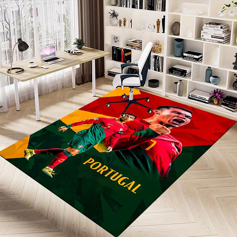 Portugals Fußball-Feier-Teppich für Spielzimmer Schlafzimmer Wohnzimmer Sofa Heimdeko Kinder-Spielbereich-Teppich Rutschfeste Bodenmatte