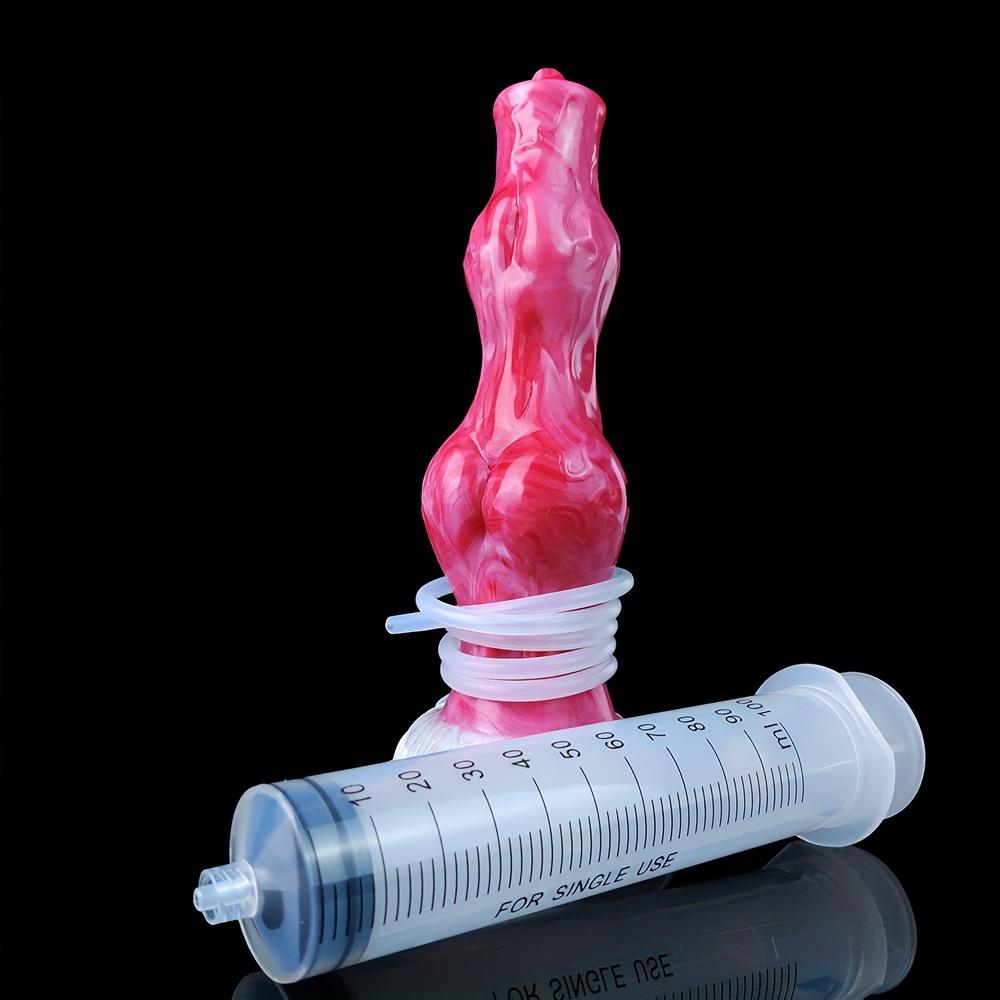Fantasy Double Knot Silicone Dildo, Water-Spray Design with Injector & Air Pump, Soft Liquid Silicone, Strong Suction Cup,8.18 Inch Fantasy Collection