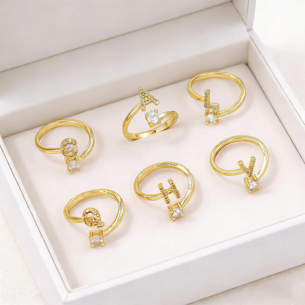 26 Letters Adjustable Open Ring: Women's Niche Design for Index or Pinky Finger - Fashionable Korean Style