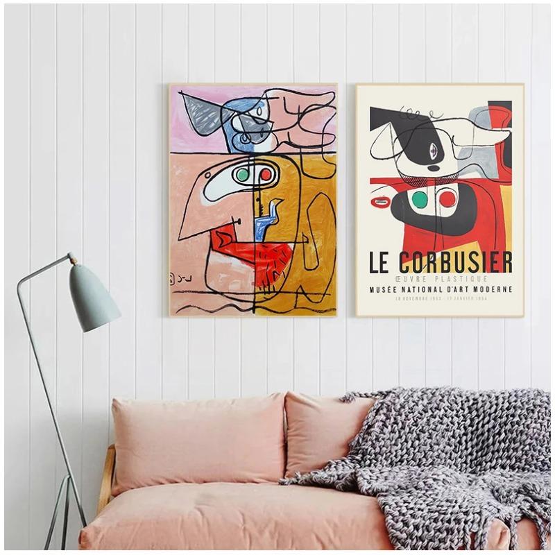 Poster della mostra francese di Le Corbusier Vintage Autrement Immagini astratte Moderne decorazioni per dipinti su tela astratti della metà del secolo