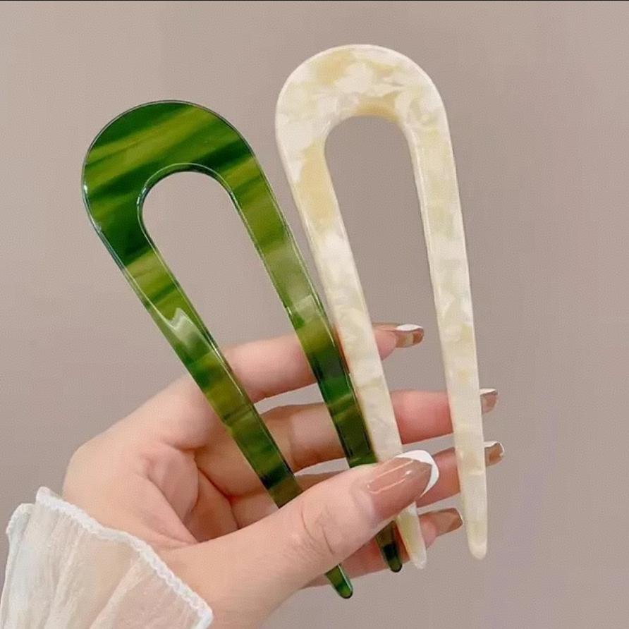 2PC 2025 New U Shaped Hair Stick Vintage French Hair Pin Women Acetate Hair Accessories DIY Retro Hairstyle Tool New Hair Clips
