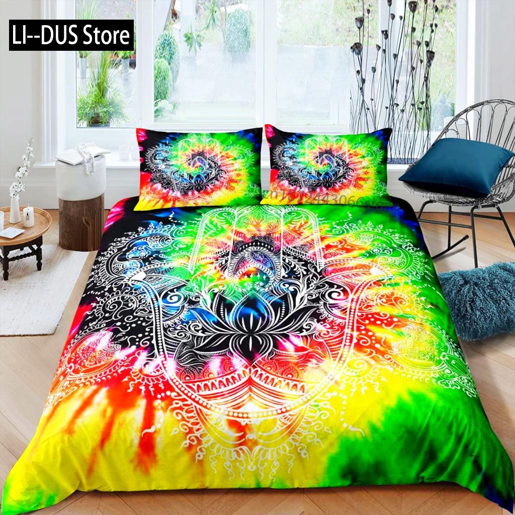 Indian Hand Hamsa Duvet Cover Polyester Galaxy Bedding Set Boho Chic Style Comforter Cover For Teen Adult Double Queen King Size
