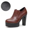 12cm Malá Velikost 32-43 Hluboký Výstřih Boty z Měkké Kůže Platformové Lodičky Podzim Zima Blokový Vysoký Podpatek Boty s Kožešinou Kancelářský Model