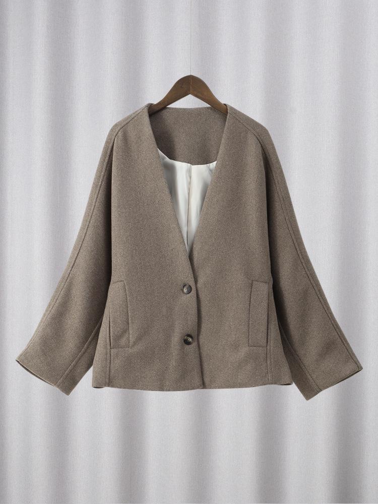 Khaki Wełniany Płaszcz z Szalikiem: Moda europejska i amerykańska